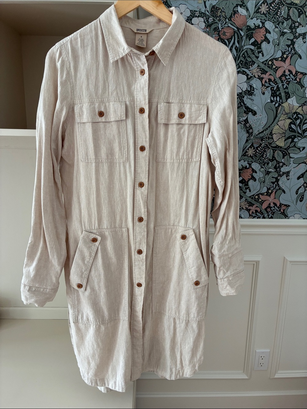 Duluth Trading Co Organic Cotton & Hemp Beige Duster-size S